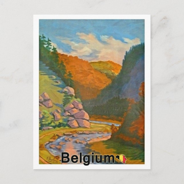 Berge Belgiens, kleiner Fluss, Landschaftsblick Postkarte (Vorderseite)