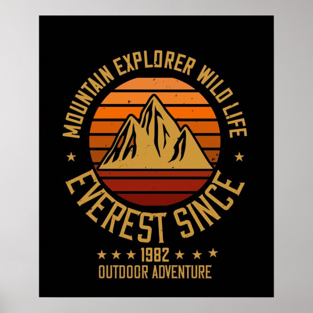 Berge - Berge Explorer - Wildtiere seit 1982 Poster (Vorne)
