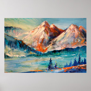 Berge, Canyon. Berggipfel, Bergrücken, Berge Poster