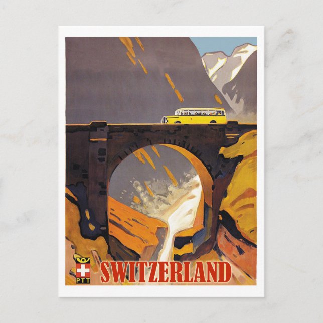 Berge der Schweiz, Vintage Flugreise Postkarte (Vorderseite)