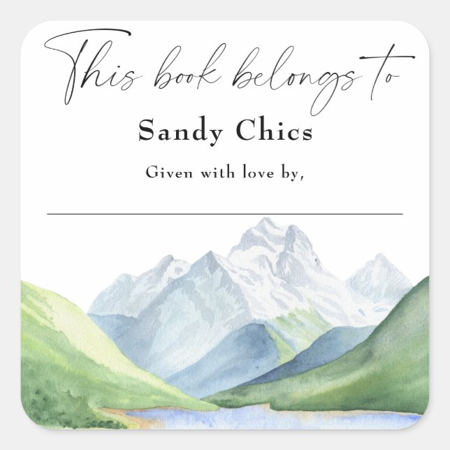 Berge - dieses Buch gehört Quadratischer Aufkleber (Vorderseite)