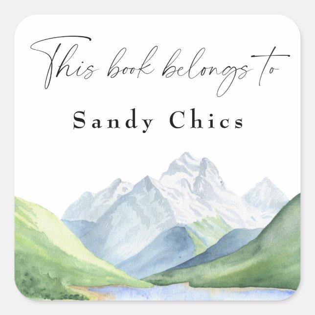 Berge - dieses Buch gehört Quadratischer Aufkleber (Vorderseite)