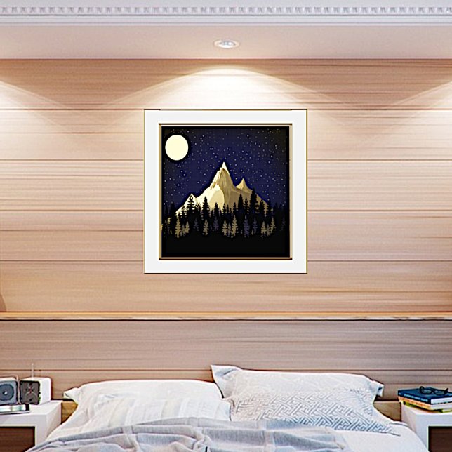 Berge durch Mondlicht Foliendrucke (Von Creator hochgeladen)