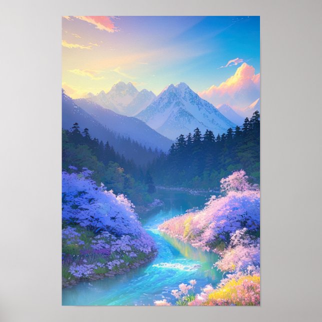 Berge Embrace der Azure Stream Poster (Vorne)
