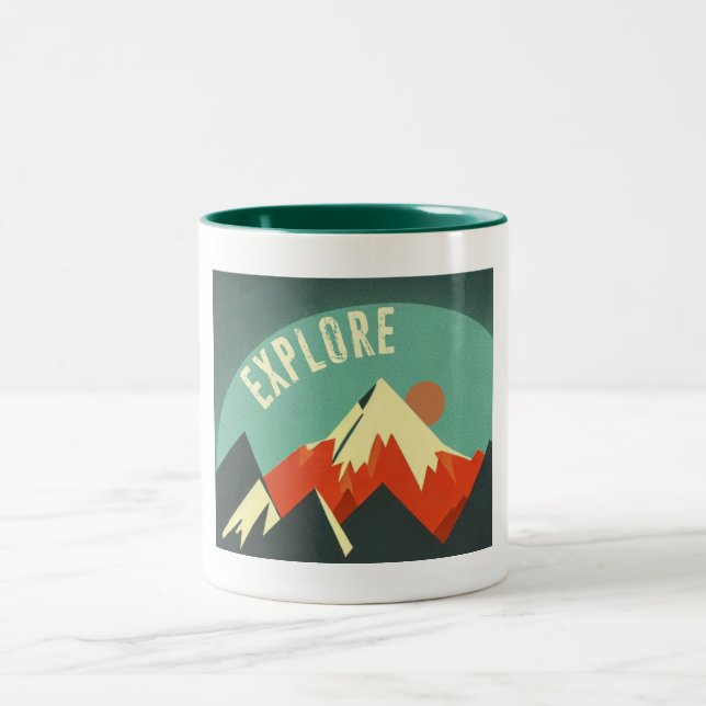Berge erkunden zweifarbige tasse (Mittel)