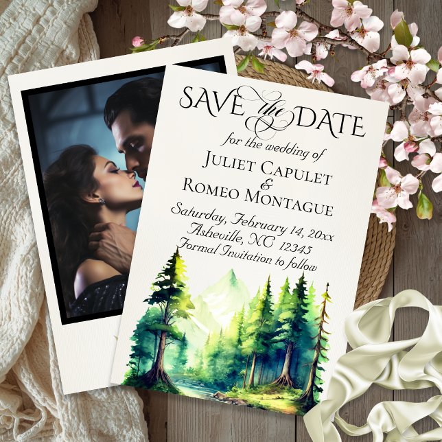 Berge, Foto & Monogramm - Elfenbein Save The Date (Von Creator hochgeladen)