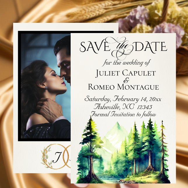 Berge, Foto & Monogramm - Elfenbein Save The Date (Von Creator hochgeladen)