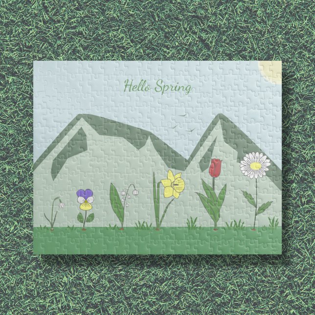 Berge & Frühlingsblumen Landschaftspuzzle Puzzle (Mountains & Spring Flowers Landscape Puzzle)