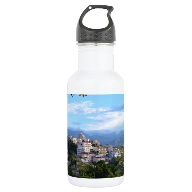 Berge hinter Scalea Edelstahlflasche (Vorderseite)