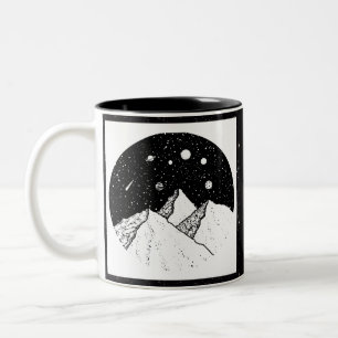 Berge im Weltraum Kaffeemaschine Tasse Black