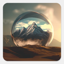 Berge in einer Blasen-Globe Quadratischer Aufkleber