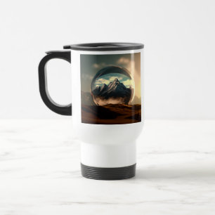 Berge in einer Blasen-Globe Reisebecher