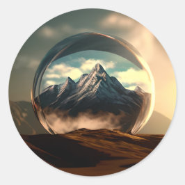 Berge in einer Blasen-Globe Runder Aufkleber