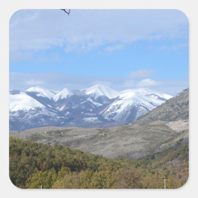 Berge in Kalabrien Quadratischer Aufkleber (Vorderseite)