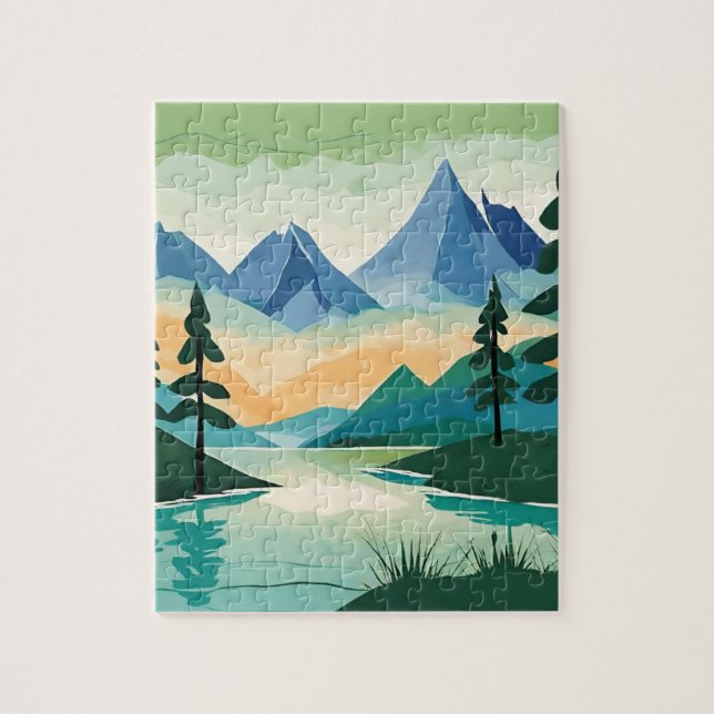 Berge Landschaft Natur Flusslandschaft Landschaft  Puzzle (Vertikal)