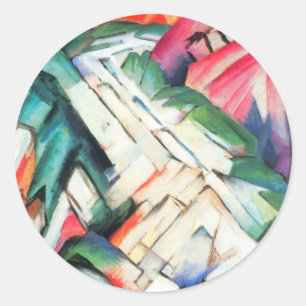 Berge (Landschaft) von Franz Marc, Vintage Art Runder Aufkleber