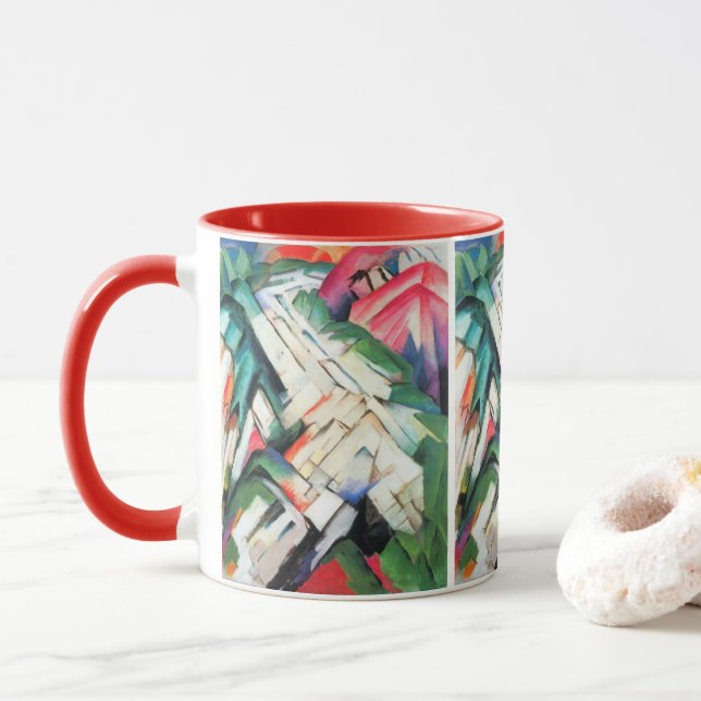 Berge (Landschaft) von Franz Marc, Vintage Kunst Tasse (Mit Donut)