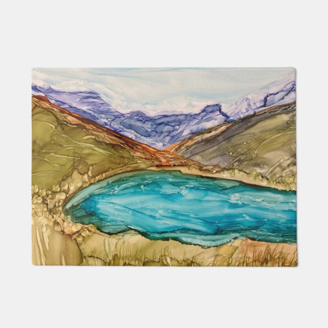 Berge mit See Fußmatte (Vorderseite)