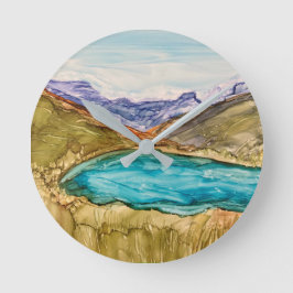 Berge mit See Runde Wanduhr