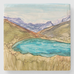 Berge mit See Steinuntersetzer