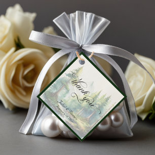 Berge & Monogramm - Elfenbein/Smaragd Geschenkanhänger