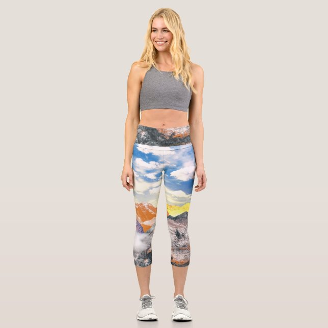 Berge (Montage von Fotos) 1 Capri Leggings (Vorderseite)
