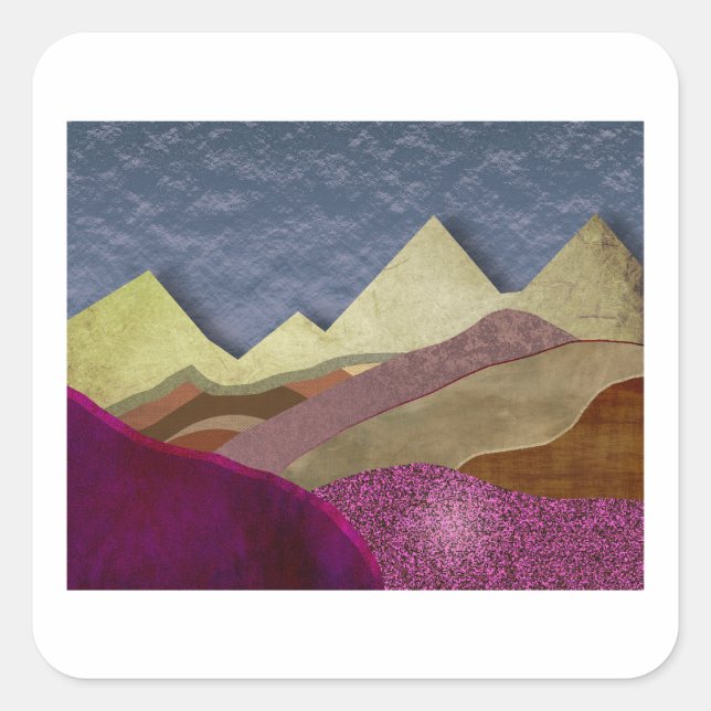 Berge Mulberry Quadratischer Aufkleber (Vorderseite)