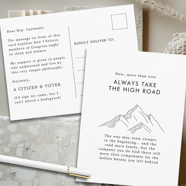 Berge nehmen den Weg zum Kongress Postkarte (Take the High Road Abstract Mountains Postcard for Congress Revised for Safety)