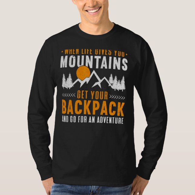 Berge Outdoor Camping Wanderung Backpackung T-Shirt (Vorderseite)