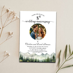 Berge Pinienbäume 8. Hochzeitstag Foto Einladung