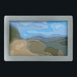 BERGE RECHTECKIGE GÜRTELSCHNALLE<br><div class="desc">Ein helles,  farbenprächtiges abstraktes Design mit Blick auf die Berge,  mit blauem Himmel,  Felsen und Bäumen.</div>