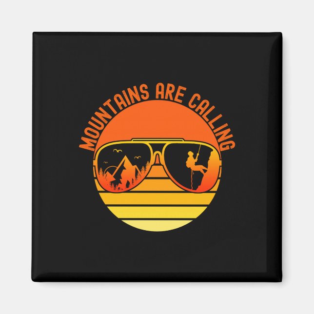 Berge rufen Bergsteiger-Sonnenbrille Retro Magnet (Vorne)