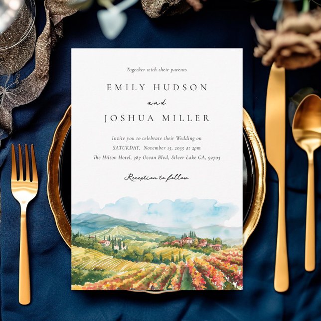 Berge Rustikale Weinkellerei Landschaft Hochzeit Einladung (Von Creator hochgeladen)