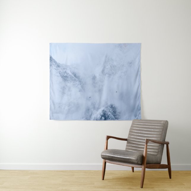 Berge, schneebedeckte Berge und Wolken Wandteppich (Beispiel (Horizontal))