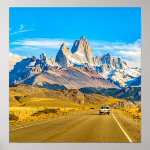 Berge Snowy Anden, EL Chalten, Argentinien Poster