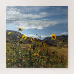 Berge Sonnenblumen mit Hügeln im Hintergrund Puzzle<br><div class="desc">Dieses spaßige Puzzle mit seinem Foto von wilden Sonnenblumen und blauen Himmeln und sanften Hügeln in der Ferne. Foto außerhalb von Morrison,  Colorado.</div>