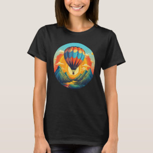 Berge Sonnenuntergang Abenteuer mit Heißluftballon T-Shirt