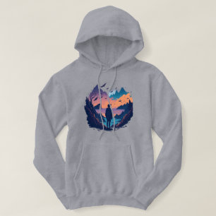 Berge Sonnenuntergang Grafik Naturliebhaber-Gesche Hoodie