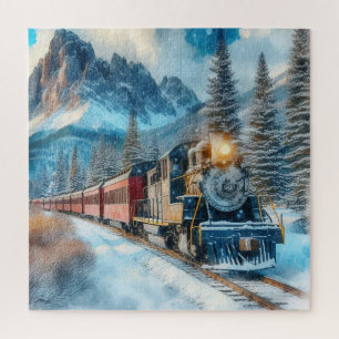 Berge und alter Zug Puzzle
