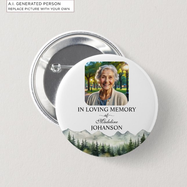 Berge und Bäume Lebensfeier Andenken Button (Von Creator hochgeladen)