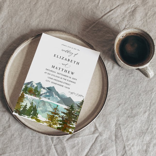 Berge und Bäume Rustikale Hochzeit Einladung (Von Creator hochgeladen)