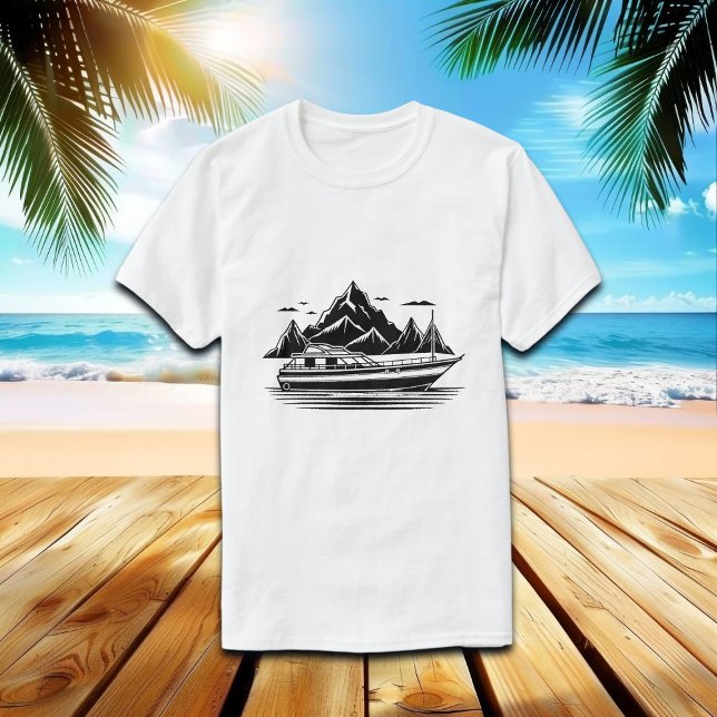 Berge und Boot  T-Shirt (Von Creator hochgeladen)