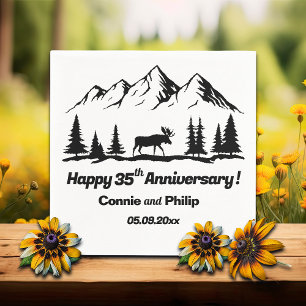 Berge und Elche 35. Hochzeitstag Serviette