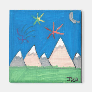 Berge und Feuerwerk Magnet