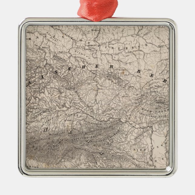 Berge und Flüsse Europas Silbernes Ornament (Vorne)