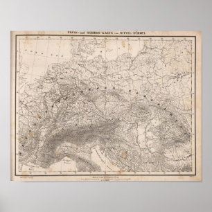 Berge und Flüsse von Europa Poster