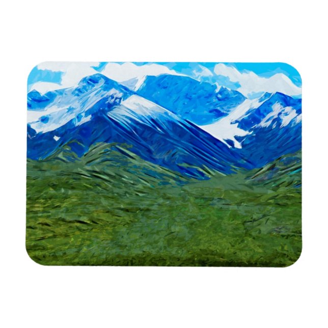 Berge und Himmel von Denali Alaska Abstrakt Magnet (Horizontal)