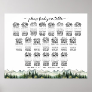 Berge und Kiefern 20 Tische Hochzeitsbestuhlung Poster