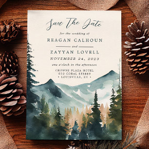 Berge Und Kiefern Kalligrafie Save The Date Karte