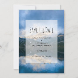 Berge und Landschaftlicher See Hochzeit Save The Date